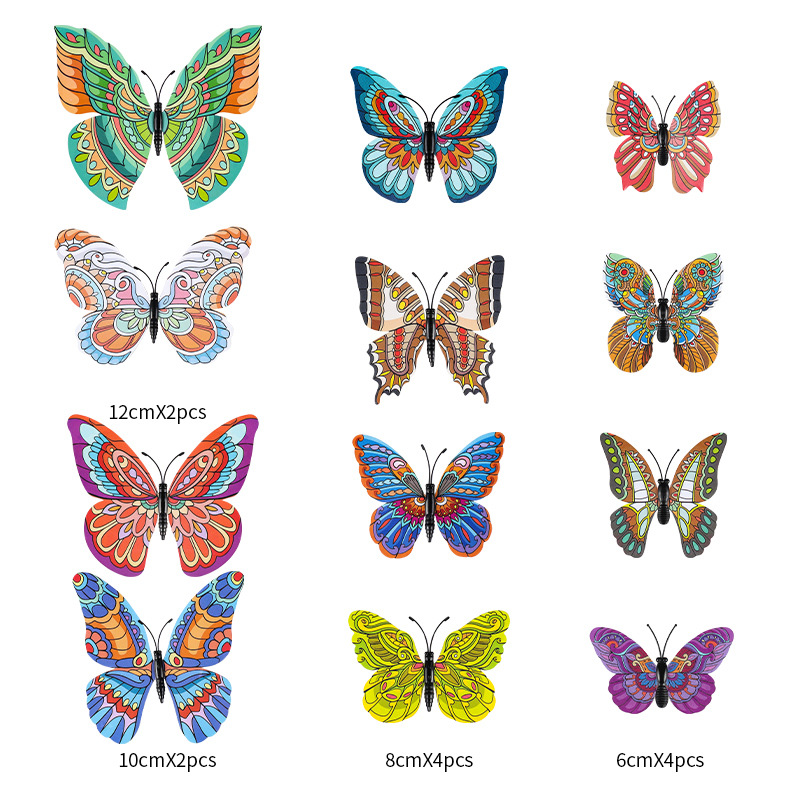 Mariposas de PVC 3D de Doble Capa para Pared - Decoración de Sala con Colores Vibrantes - Adhesivos Creativos para Fondos y Mayoristas