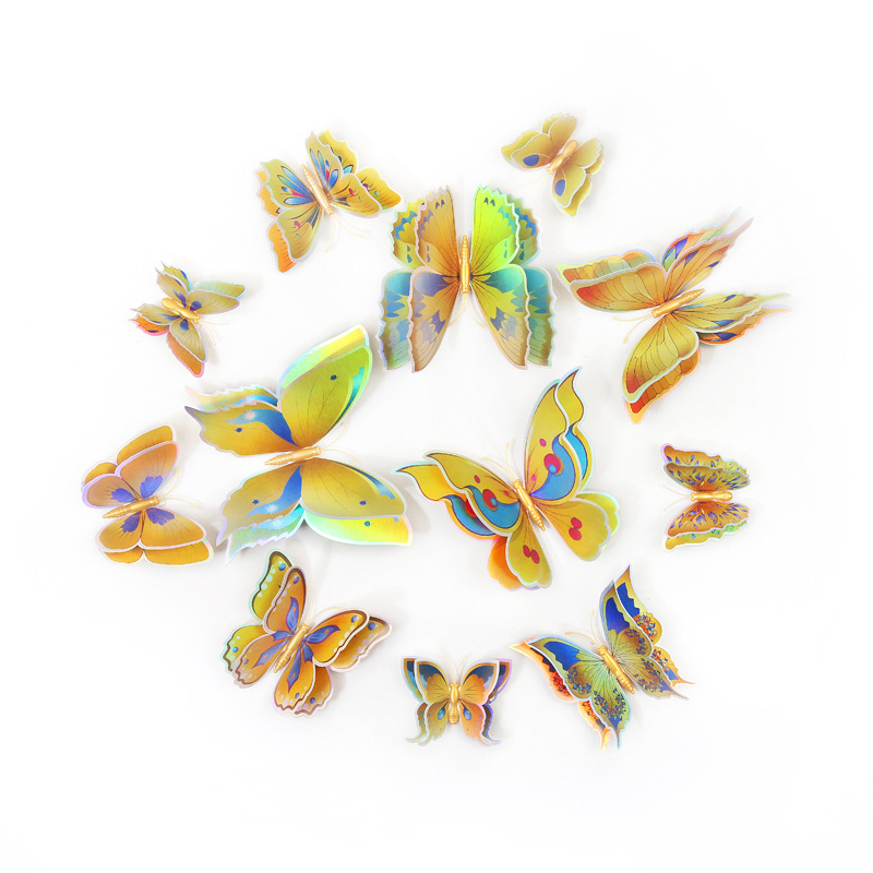 Mariposas Adhesivas de PVC de Doble Capa 3D - Decoración para Pared de Sala y Fondos Creativos - Ideal para Proyectos DIY y Decoradores - Venta por Lotes al Mayoreo