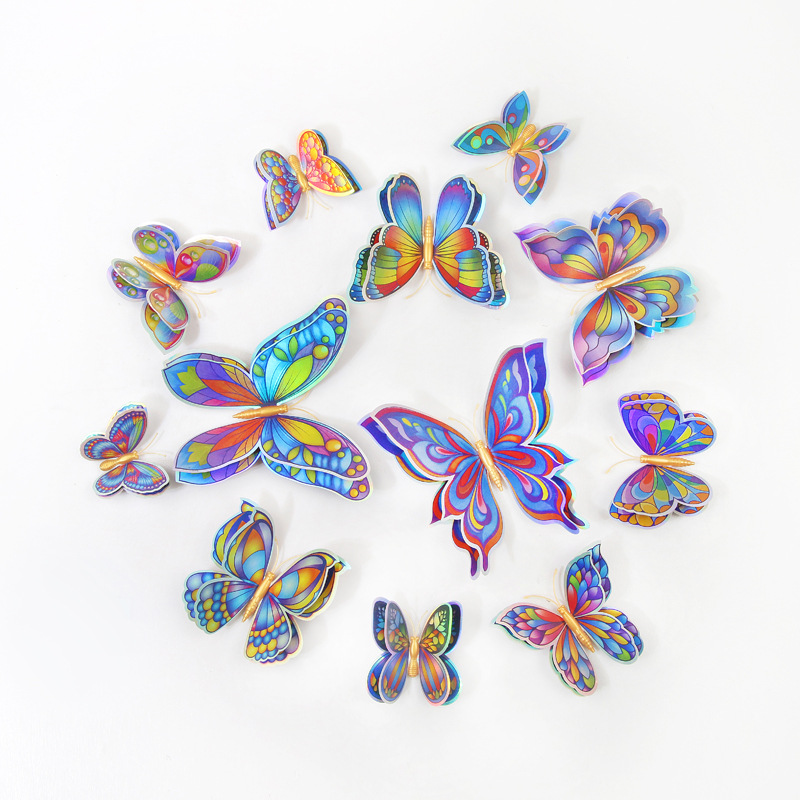 Lote de 12 Mariposas Magnéticas 3D de Doble Capa - PVC Colorido de Alta Calidad - Adhesión Fuerte y Reutilizable - Para Decoración de Hogar y Negocios - Venta al por Mayor