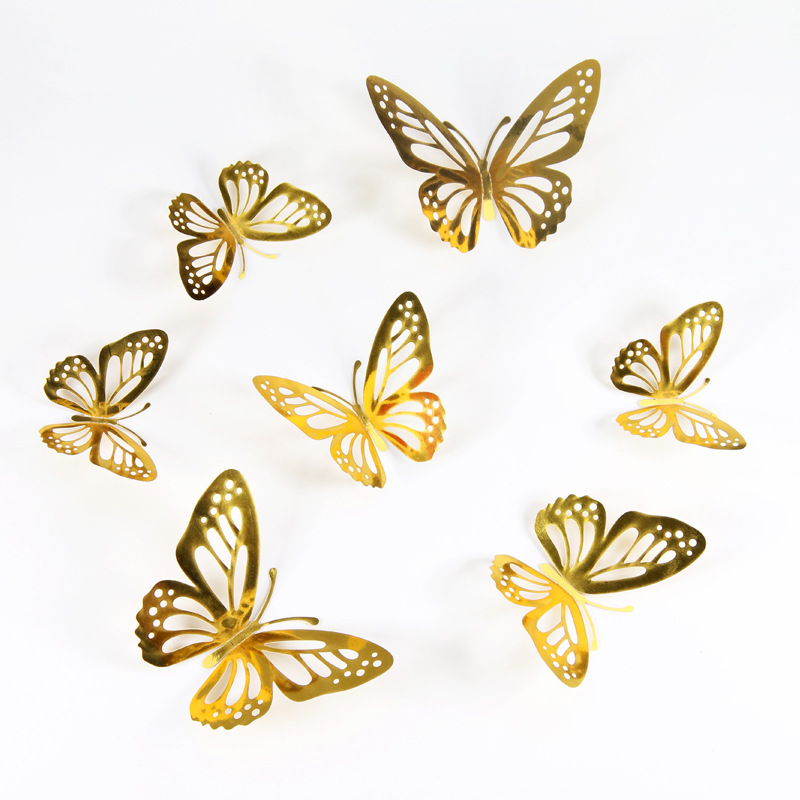 Mariposas Metálicas 3D Caladas para Amazon FBA - Decoración de Pared para Sala con Diseño de Lujo - Adhesivos Creativos con Acabado de Imitación Metal - Para Mayoristas