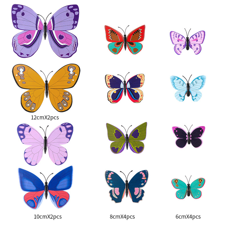 Mariposas de PVC 3D de Doble Capa para Pared - Decoración de Sala con Colores Vibrantes - Adhesivos Creativos para Fondos y Mayoristas