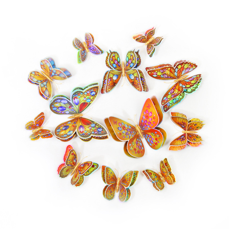 Mariposas Adhesivas de PVC de Doble Capa 3D - Decoración para Pared de Sala y Fondos Creativos - Ideal para Proyectos DIY y Decoradores - Venta por Lotes al Mayoreo