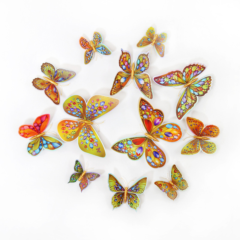 Lote de 12 Mariposas 3D Realistas para Decoración - Adhesivos Creativos para Paredes de Habitación Infantil - Ideales para Cuartos de Niños y Guarderías - Venta al por Mayor