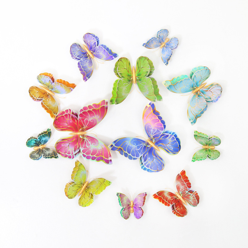 Lote de 12 Mariposas Magnéticas 3D de Doble Capa - PVC Colorido de Alta Calidad - Adhesión Fuerte y Reutilizable - Para Decoración de Hogar y Negocios - Venta al por Mayor