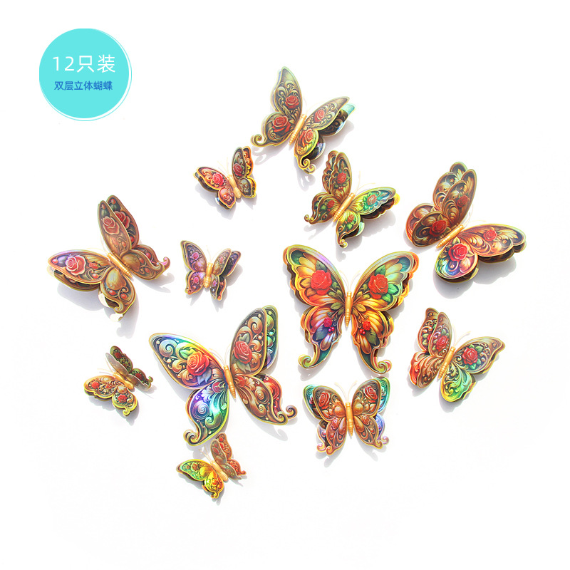 Set de Mariposas Magnéticas 3D de Doble Capa para Exportación - Alta Simulación y Decoración de Pared para Interiores - Ideal para Vendedores de Amazon y Mayoristas Globales