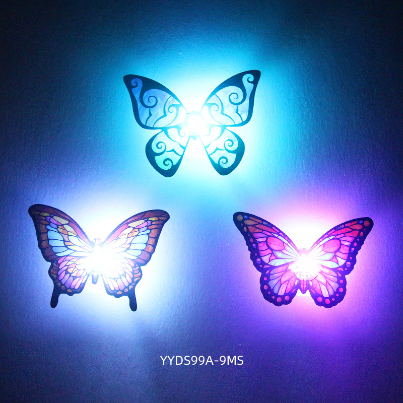 Mariposas Brillantes para Decoración de Pasteles - Base con Luz LED y Adhesivo - Para Fiestas, Cortinas y Mesas - Set para Mayoristas y Reposteros