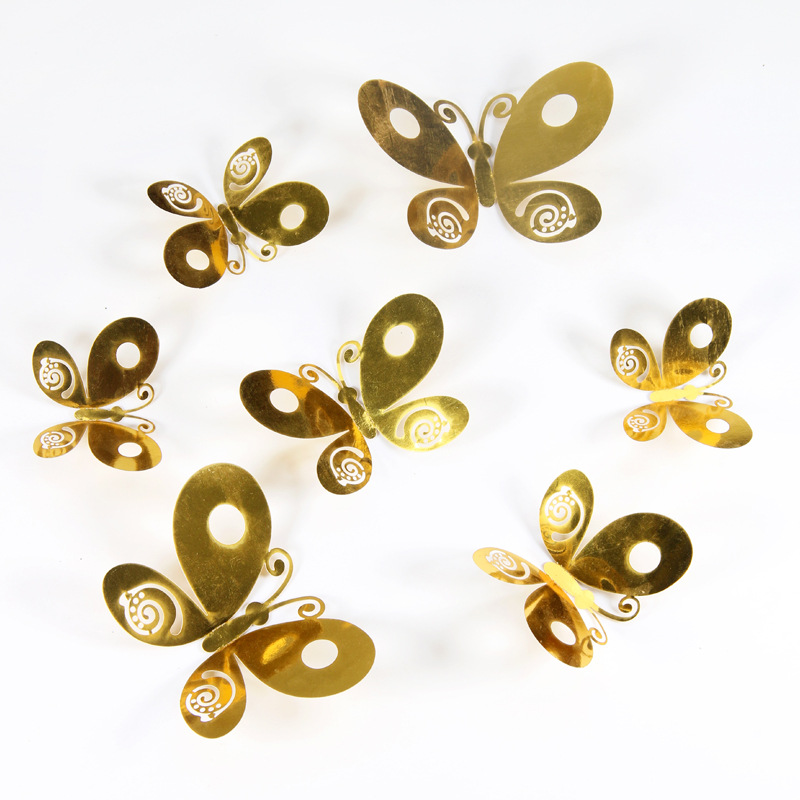 Mariposas Metálicas 3D Caladas para Amazon FBA - Decoración de Pared para Sala con Diseño de Lujo - Adhesivos Creativos con Acabado de Imitación Metal - Para Mayoristas