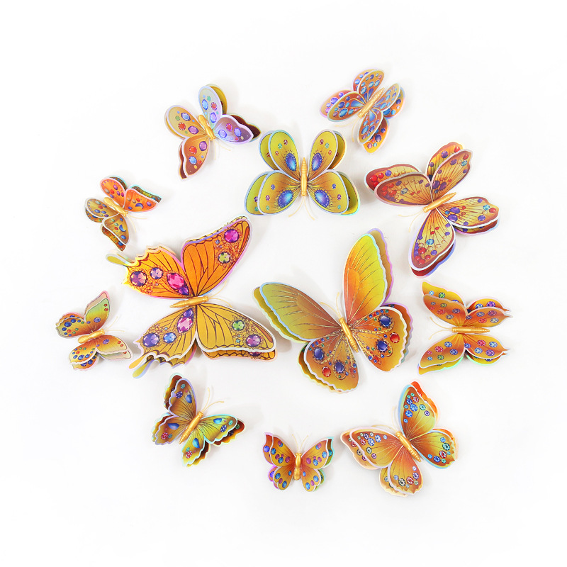 Mariposas Adhesivas de PVC de Doble Capa 3D - Decoración para Pared de Sala y Fondos Creativos - Ideal para Proyectos DIY y Decoradores - Venta por Lotes al Mayoreo