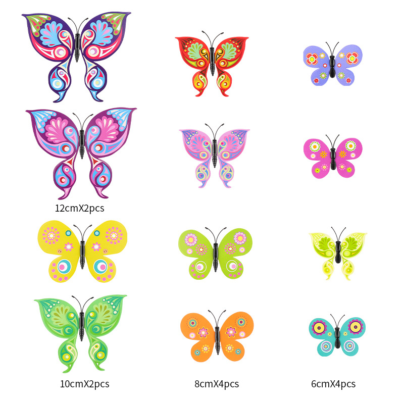 Mariposas de PVC 3D de Doble Capa para Pared - Decoración de Sala con Colores Vibrantes - Adhesivos Creativos para Fondos y Mayoristas