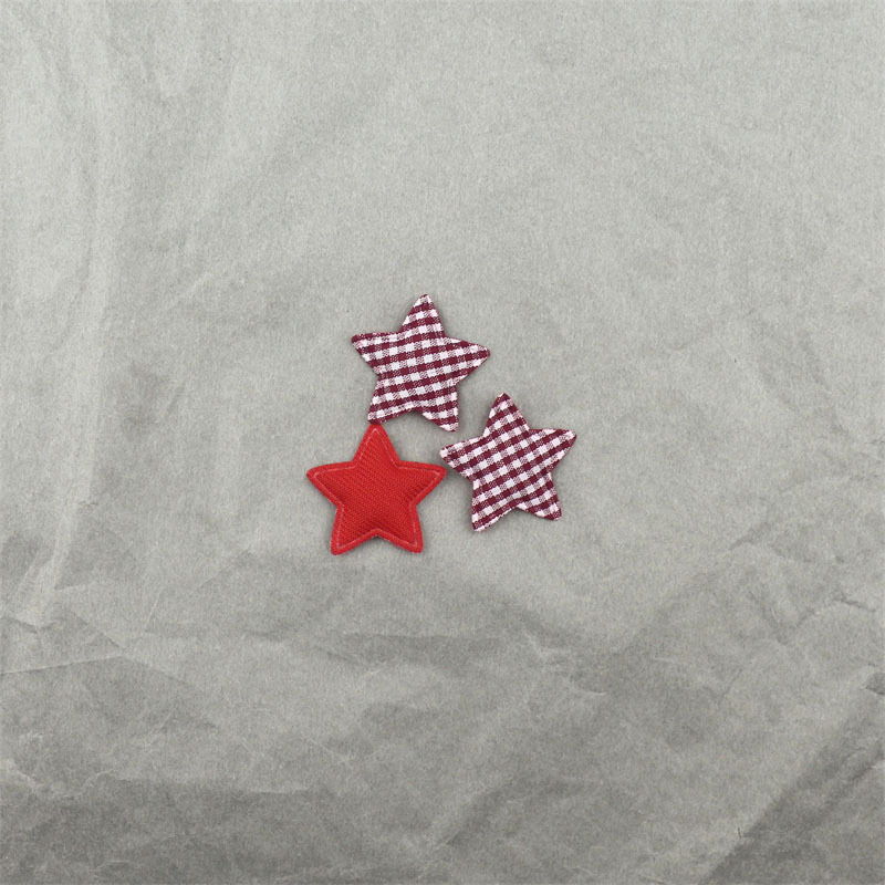 Estrellas de Tela de Cuadros de 3.3cm - Componentes para Fabricación de Juguetes, Ropa de Muñecas y Accesorios de Pelo - Proveedor Mayorista