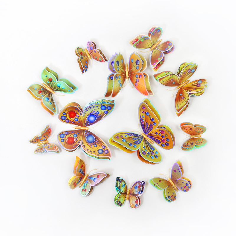 Mariposas Adhesivas de PVC de Doble Capa 3D - Decoración para Pared de Sala y Fondos Creativos - Ideal para Proyectos DIY y Decoradores - Venta por Lotes al Mayoreo