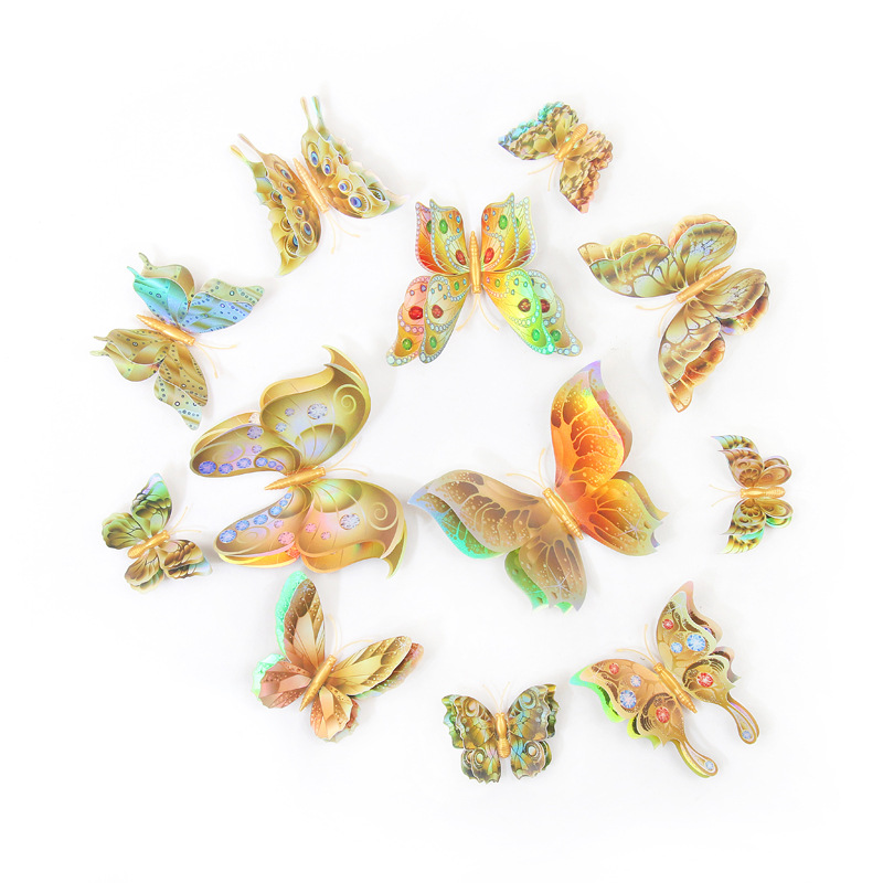 Lote de 12 Mariposas Magnéticas 3D de Doble Capa - PVC Colorido de Alta Calidad - Adhesión Fuerte y Reutilizable - Para Decoración de Hogar y Negocios - Venta al por Mayor