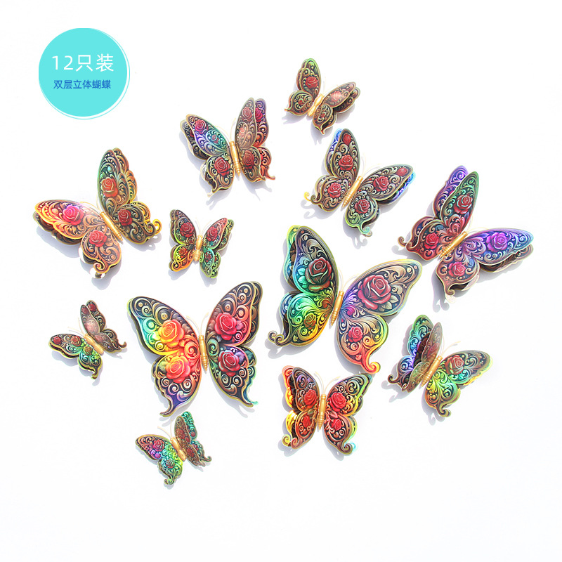 Set de Mariposas Magnéticas 3D de Doble Capa para Exportación - Alta Simulación y Decoración de Pared para Interiores - Ideal para Vendedores de Amazon y Mayoristas Globales