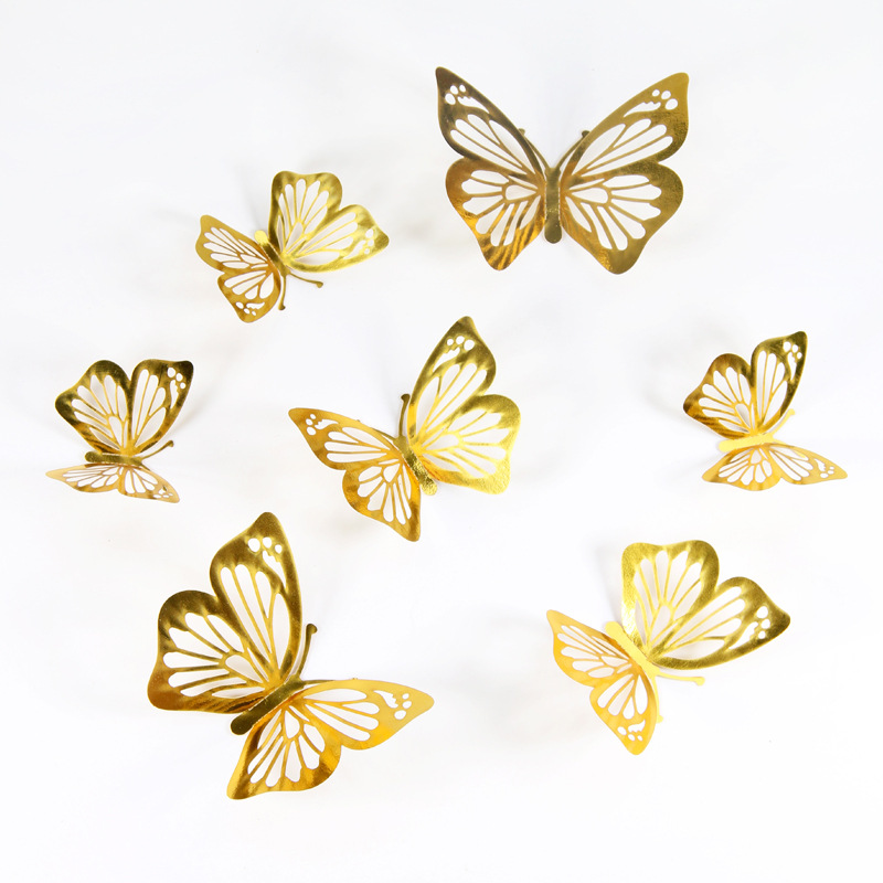 Mariposas Metálicas 3D Caladas para Amazon FBA - Decoración de Pared para Sala con Diseño de Lujo - Adhesivos Creativos con Acabado de Imitación Metal - Para Mayoristas