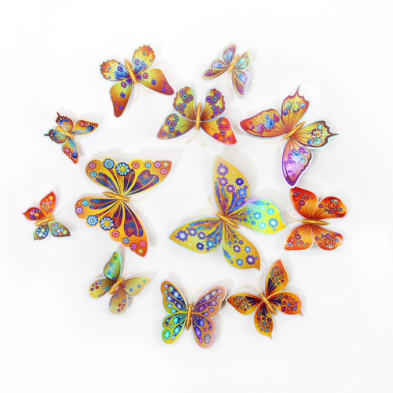 Lote de 12 Mariposas 3D Realistas para Decoración - Adhesivos Creativos para Paredes de Habitación Infantil - Ideales para Cuartos de Niños y Guarderías - Venta al por Mayor
