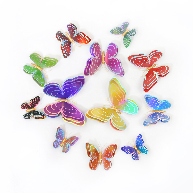Lote de 12 Mariposas Magnéticas 3D de Doble Capa - PVC Colorido de Alta Calidad - Adhesión Fuerte y Reutilizable - Para Decoración de Hogar y Negocios - Venta al por Mayor