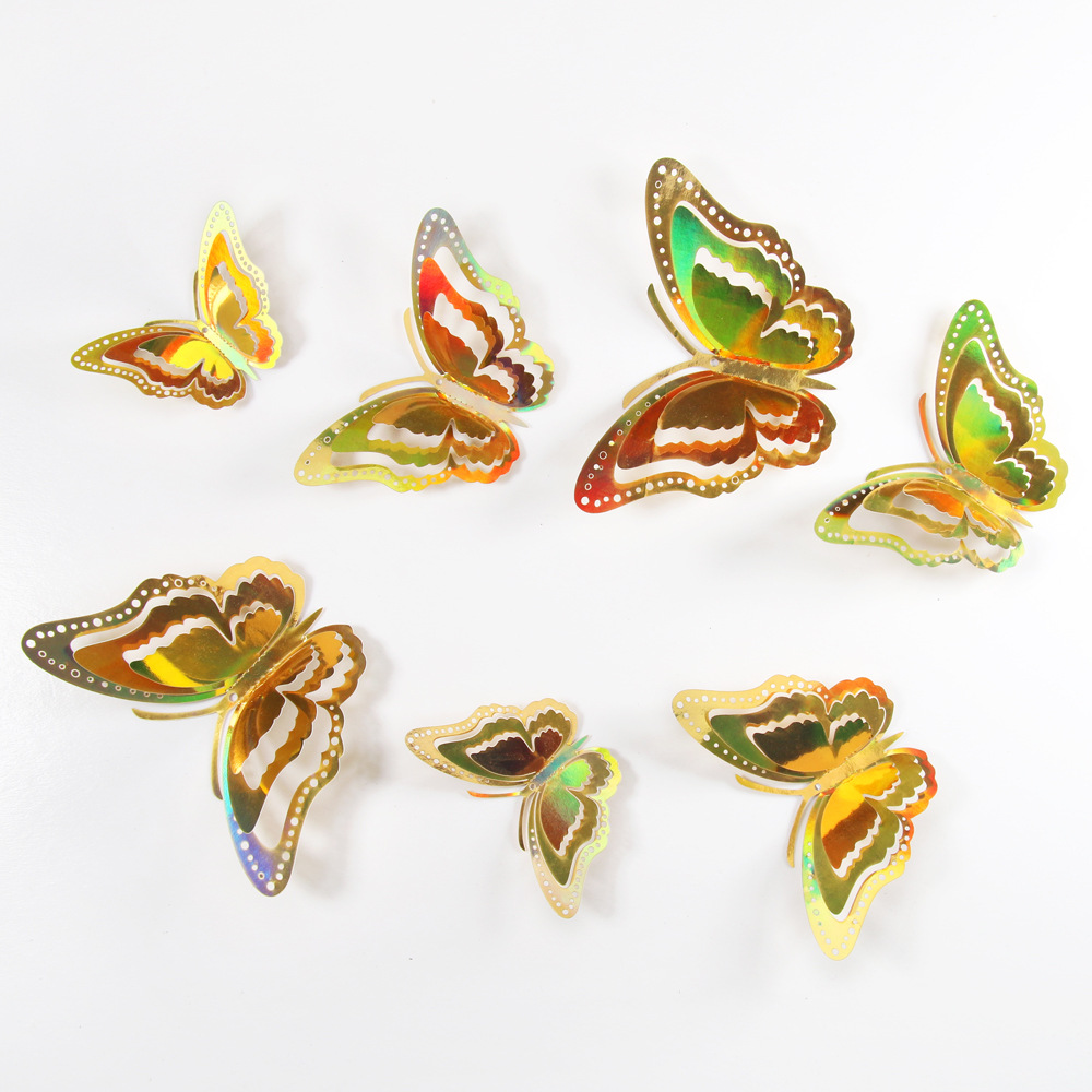 Lote de 12 Mariposas Adhesivas Caladas 3D para Exportación - Decoración Artística para Paredes y Fiestas - Colores Vibrantes para Hogares y Mayoristas