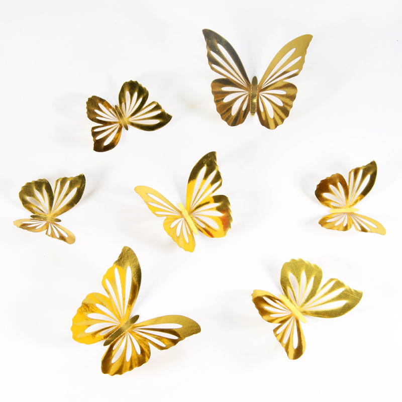 Mariposas Metálicas 3D Caladas para Amazon FBA - Decoración de Pared para Sala con Diseño de Lujo - Adhesivos Creativos con Acabado de Imitación Metal - Para Mayoristas