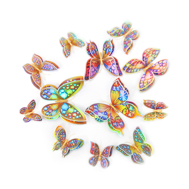 Mariposas Adhesivas de PVC de Doble Capa 3D - Decoración para Pared de Sala y Fondos Creativos - Ideal para Proyectos DIY y Decoradores - Venta por Lotes al Mayoreo