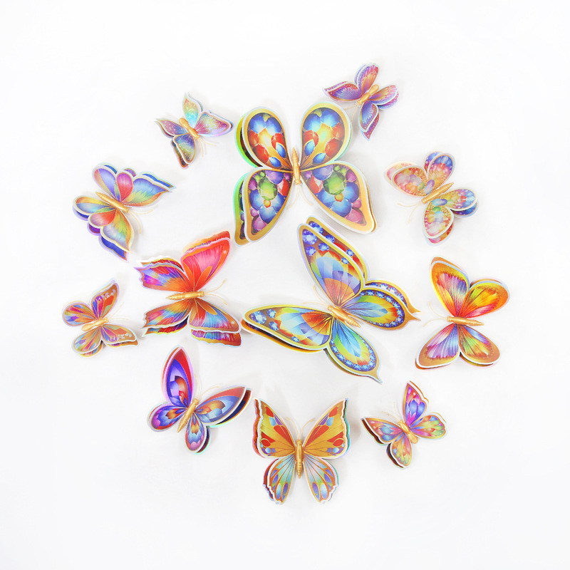 Lote de 12 Mariposas Magnéticas 3D de Doble Capa - PVC Colorido de Alta Calidad - Adhesión Fuerte y Reutilizable - Para Decoración de Hogar y Negocios - Venta al por Mayor