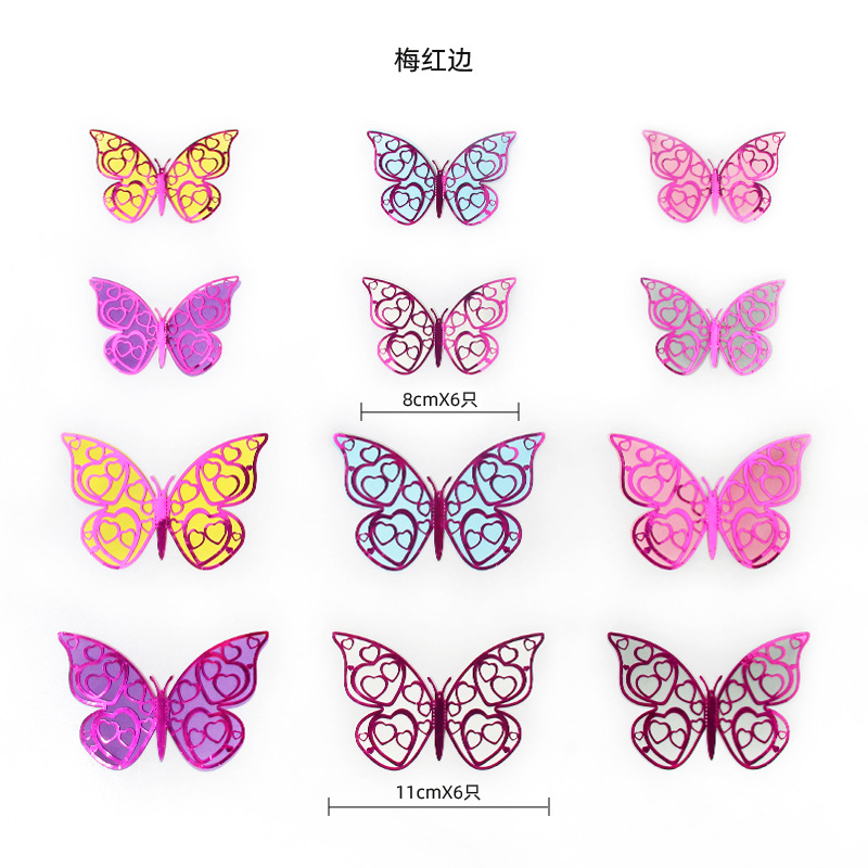 Mariposas Adhesivas 3D con Acabado Metálico - Diseño Calado y Colores Elegantes - Decoración Moderna para Pared de Sala y Comercios - Para Mayoristas y Diseñadores de Interiores