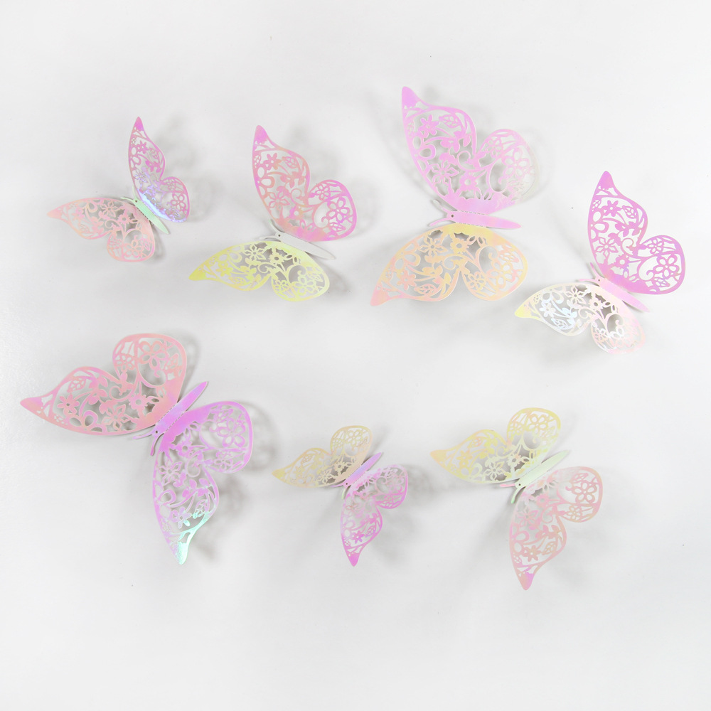 Lote de 12 Mariposas Adhesivas Caladas 3D para Exportación - Decoración Artística para Paredes y Fiestas - Colores Vibrantes para Hogares y Mayoristas