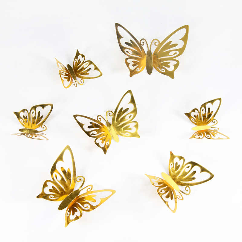 Mariposas Metálicas 3D Caladas para Amazon FBA - Decoración de Pared para Sala con Diseño de Lujo - Adhesivos Creativos con Acabado de Imitación Metal - Para Mayoristas