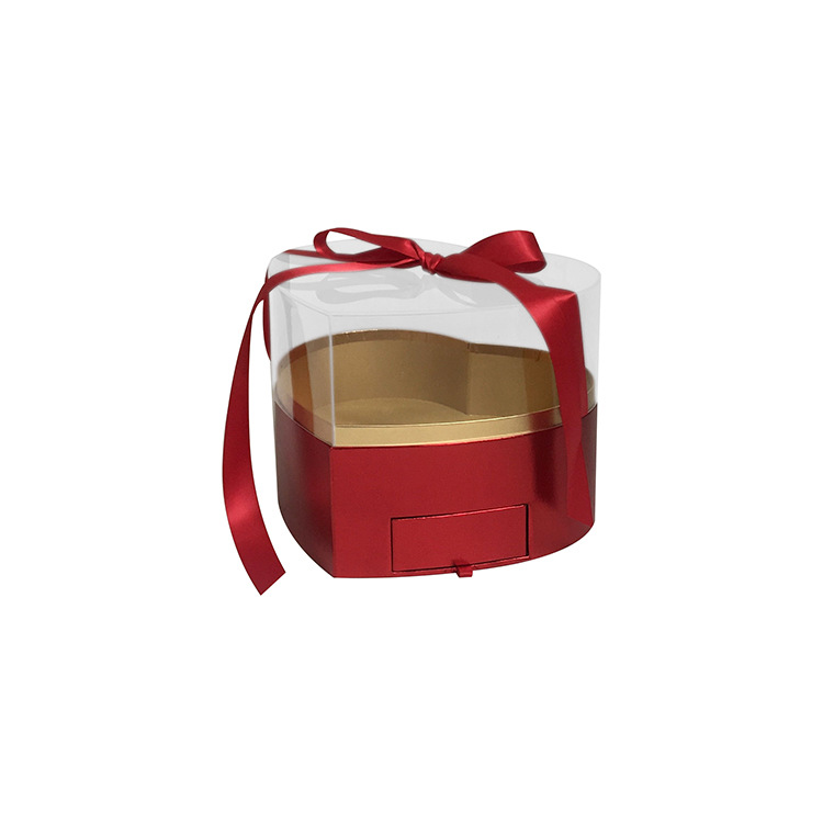 Caja Corazón con Cajón y Ventana de Acrílico con Stock Inmediato Olipai - Para Arreglos Florales y Regalos de Diseño - Venta al por Mayor para Importadores