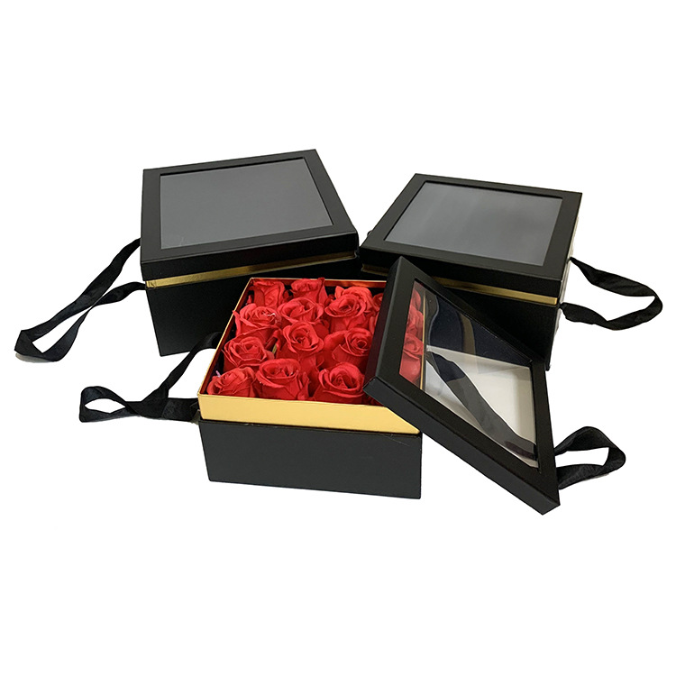 Caja de Regalo Cuadrada con Ventana y Asas para Frutas y Flores Olipai - Para Empaque de Regalos y Detalles - Venta al por Mayor para Importadores