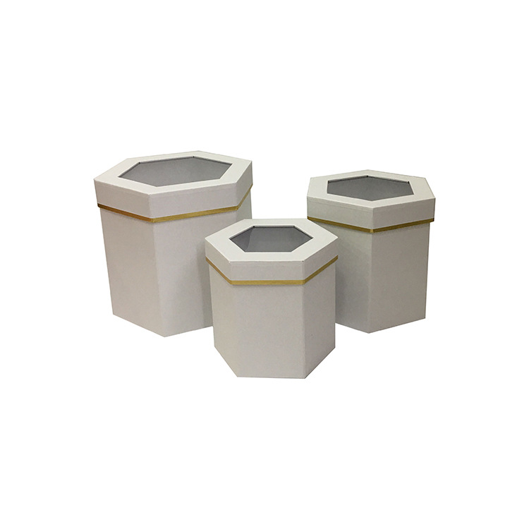 Juego de 3 Cubetas Hexagonales con Ventana y Asa | Diseño Moderno | Para Floristerías y Mayoristas