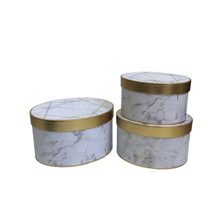 Juego de 3 Cajas Ovaladas con Estampado Mármol Dorado | EN STOCK | Para Mayoristas