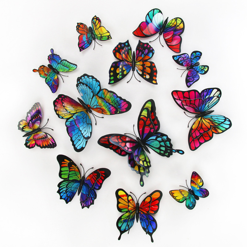Lote de 12 Mariposas 3D de Doble Capa para Amazon FBA - Decoración para Pared de Sala, Dormitorio y Centros Comerciales - Ideal para Fiestas y Mayoristas