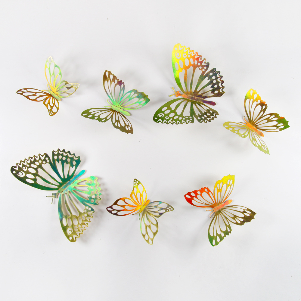 Lote de 12 Mariposas Adhesivas Caladas 3D para Exportación - Decoración Artística para Paredes y Fiestas - Colores Vibrantes para Hogares y Mayoristas
