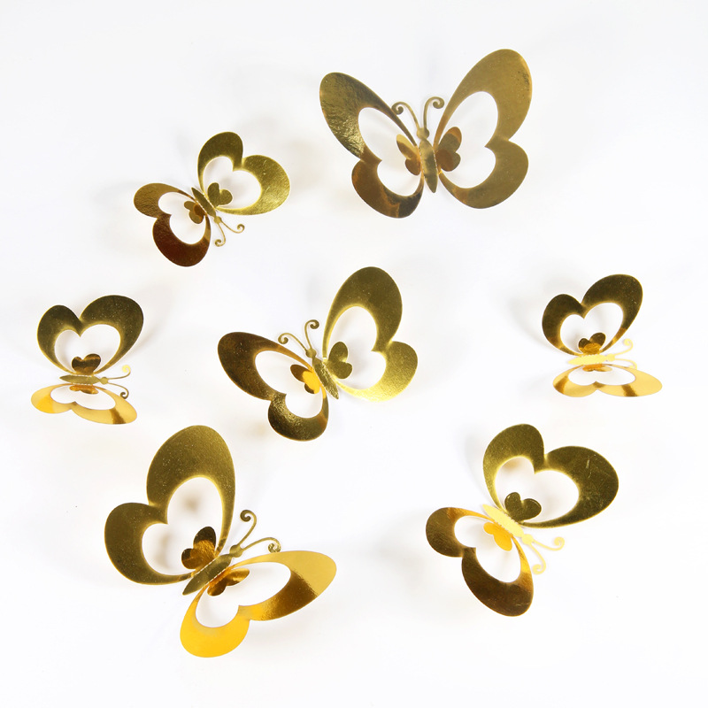 Mariposas Metálicas 3D Caladas para Amazon FBA - Decoración de Pared para Sala con Diseño de Lujo - Adhesivos Creativos con Acabado de Imitación Metal - Para Mayoristas