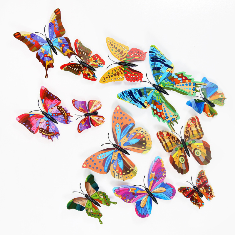 Mariposas de PVC 3D de Doble Capa para Pared - Decoración de Sala con Colores Vibrantes - Adhesivos Creativos para Fondos y Mayoristas