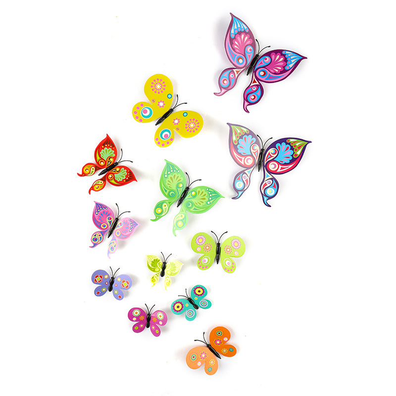 Mariposas de PVC 3D de Doble Capa para Pared - Decoración de Sala con Colores Vibrantes - Adhesivos Creativos para Fondos y Mayoristas