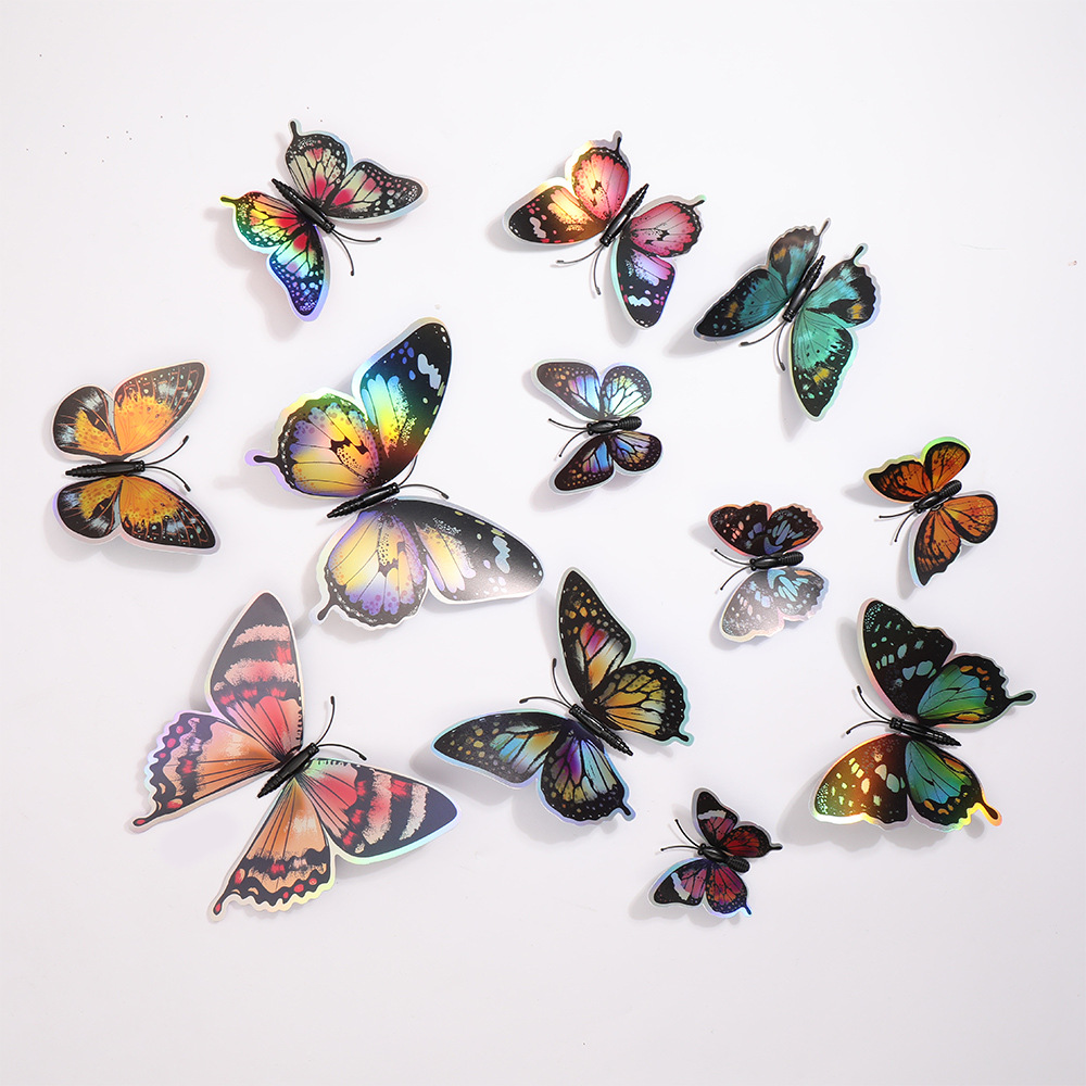 Set de Mariposas Magnéticas 3D con Efecto Láser para Exportación - Decoración de Doble Capa para Interiores - Adhesivos Ultra Realistas para Paredes y Superficies Metálicas - Para Mayoristas