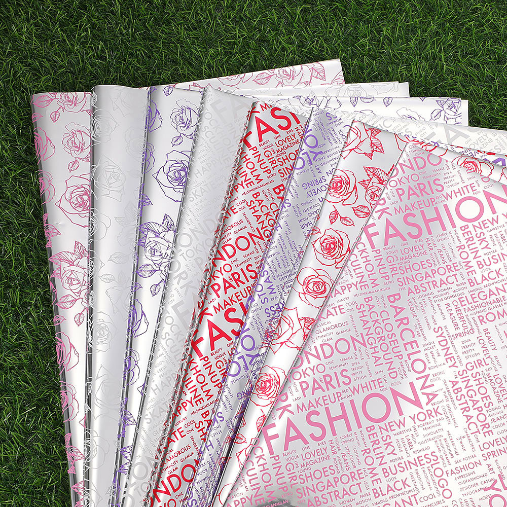 Papel para Flores Estilo Europeo/Americano con Tipografía Inglesa - Superficie Mate (Estilo 'Hansol') - Material Impermeable de Alta Calidad para Floristerías - Venta al por Mayor