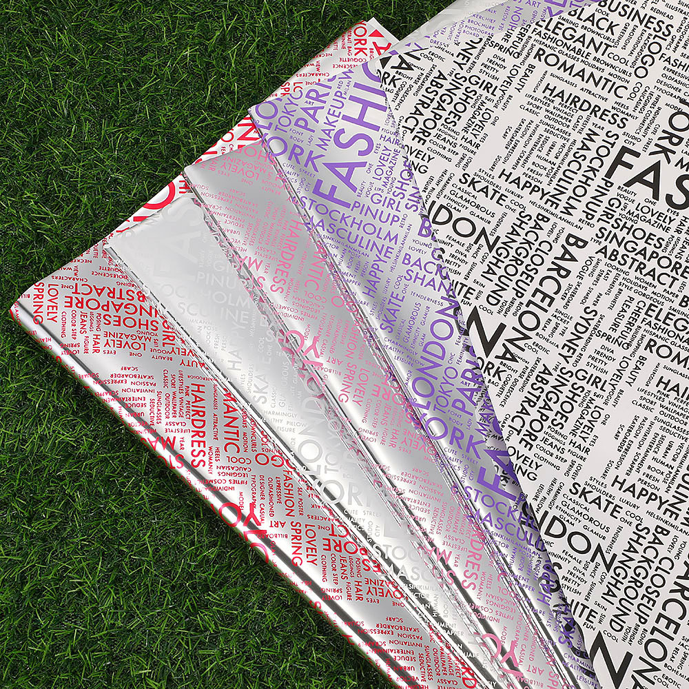 Papel para Flores Estilo Coreano con Estampado Inglés - Superficie Mate Impermeable - Diseño Moderno para Bouquets - Venta al por Mayor para Florerías