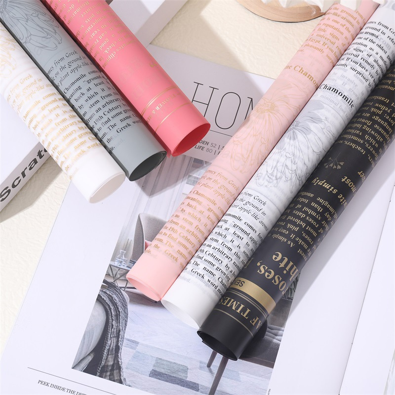 Papel para Envolver Flores Vintage Europeo con Letras Inglesas - Impermeable, para Floristerías y Negocios de Floristería - Venta al por Mayor (Mínimo 50 Unidades)