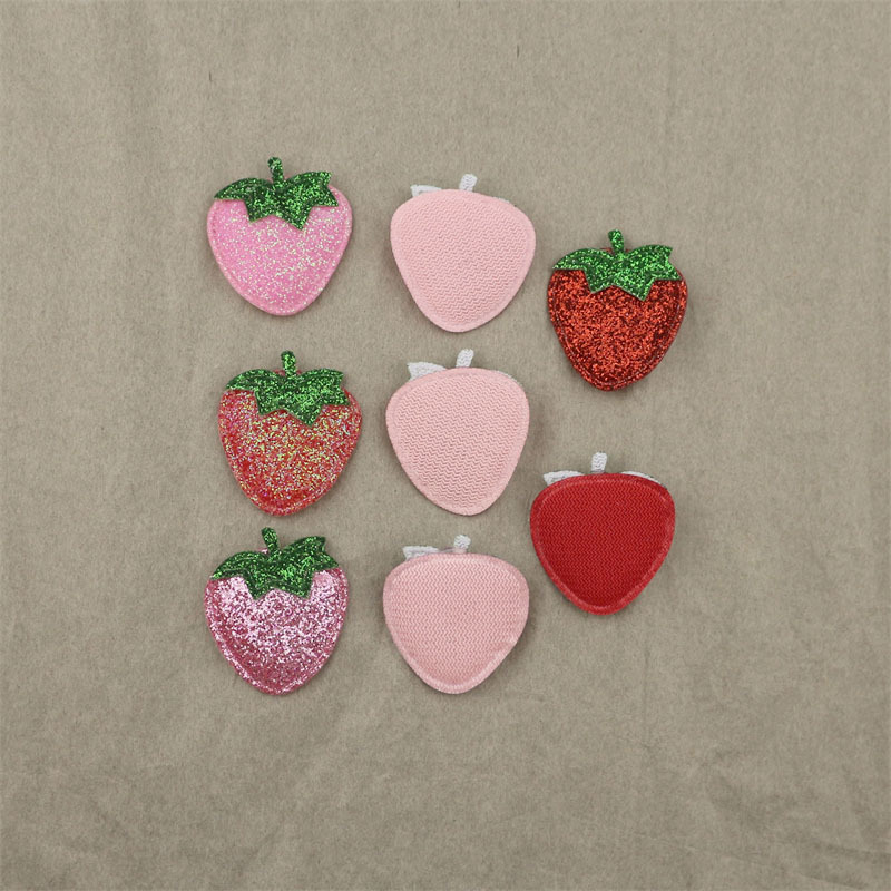Fresas Brillantes de 2.5cm con Purpurina - Componentes para Fabricación de Accesorios de Pelo, Ropa y Juguetes - Proveedor Mayorista