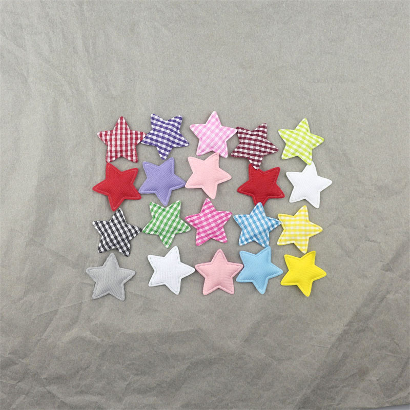 Estrellas de Tela de Cuadros de 3.3cm - Componentes para Fabricación de Juguetes, Ropa de Muñecas y Accesorios de Pelo - Proveedor Mayorista