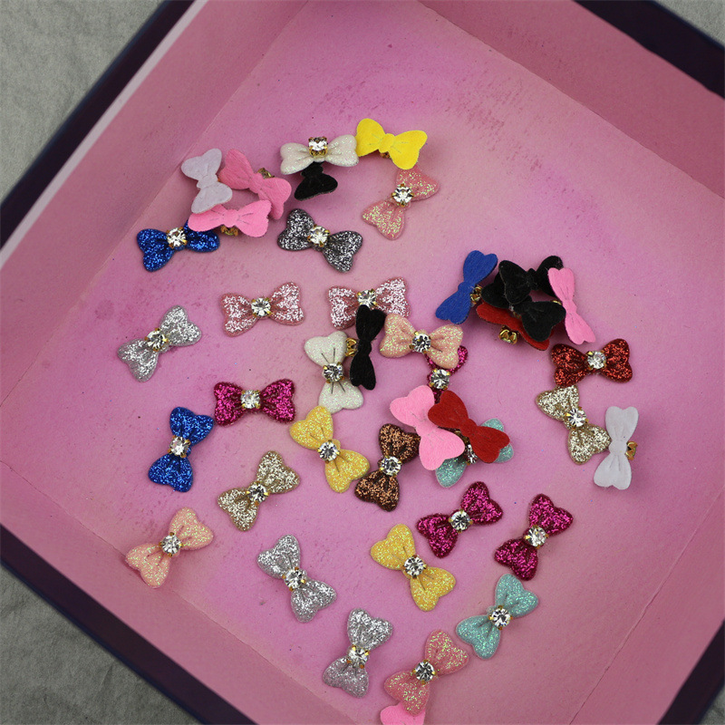 Moños de Cuero con Purpurina y Cristales - Componentes para Fabricación de Accesorios de Pelo, Ropa de Muñecas y Manualidades - Proveedor Mayorista