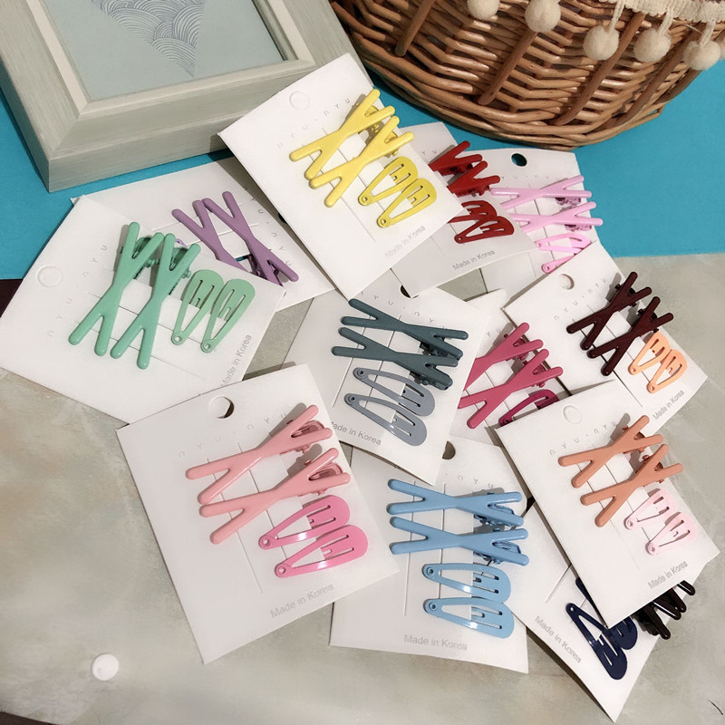 Set Coreano de Broches BB Cruzados - Pinzas en Forma de Lágrima con Esmalte HyunA