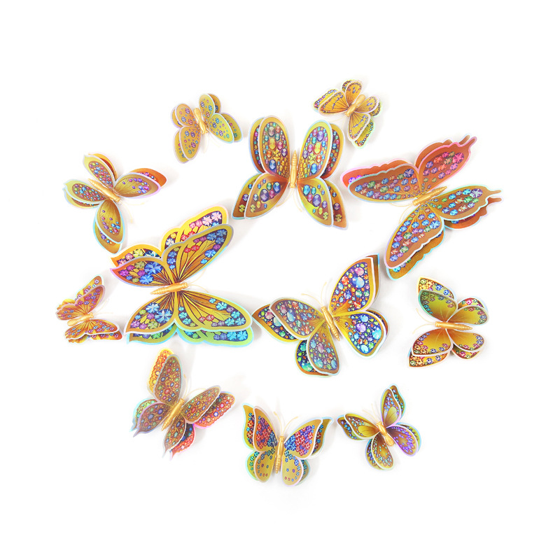 Mariposas Adhesivas de PVC de Doble Capa 3D - Decoración para Pared de Sala y Fondos Creativos - Ideal para Proyectos DIY y Decoradores - Venta por Lotes al Mayoreo