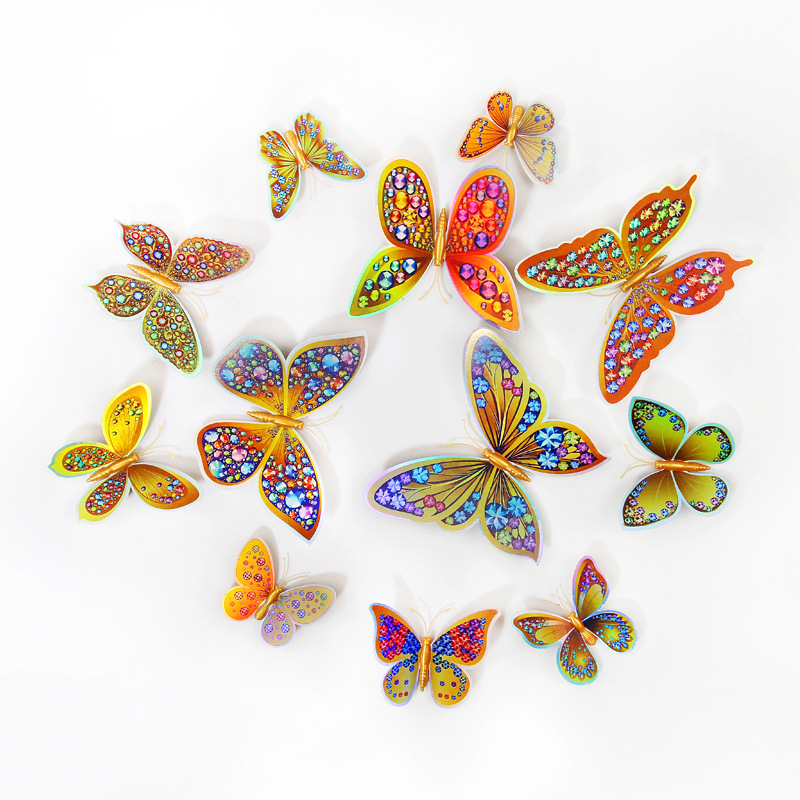 Lote de 12 Mariposas 3D Realistas para Decoración - Adhesivos Creativos para Paredes de Habitación Infantil - Ideales para Cuartos de Niños y Guarderías - Venta al por Mayor