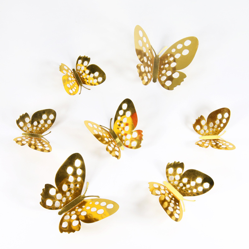 Mariposas Metálicas 3D Caladas para Amazon FBA - Decoración de Pared para Sala con Diseño de Lujo - Adhesivos Creativos con Acabado de Imitación Metal - Para Mayoristas