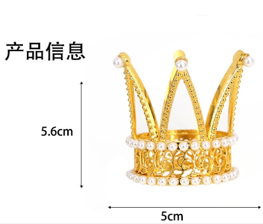 Nueva corona de actuación de fiesta de cumpleaños con tiara redonda dorada（20#）