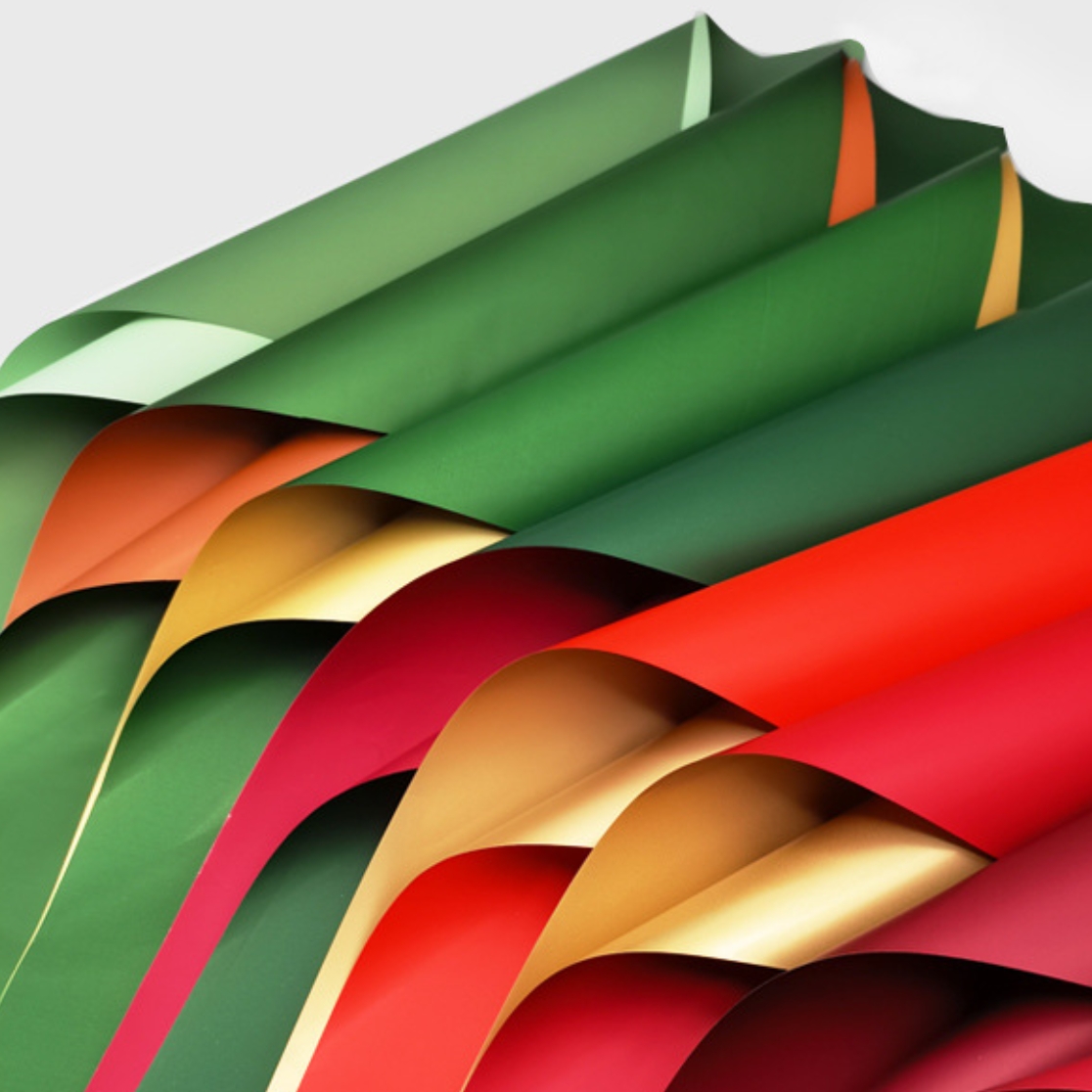 Papel de Flores Navideño Impermeable en Colores Sólidos - Para Ramos y Regalos