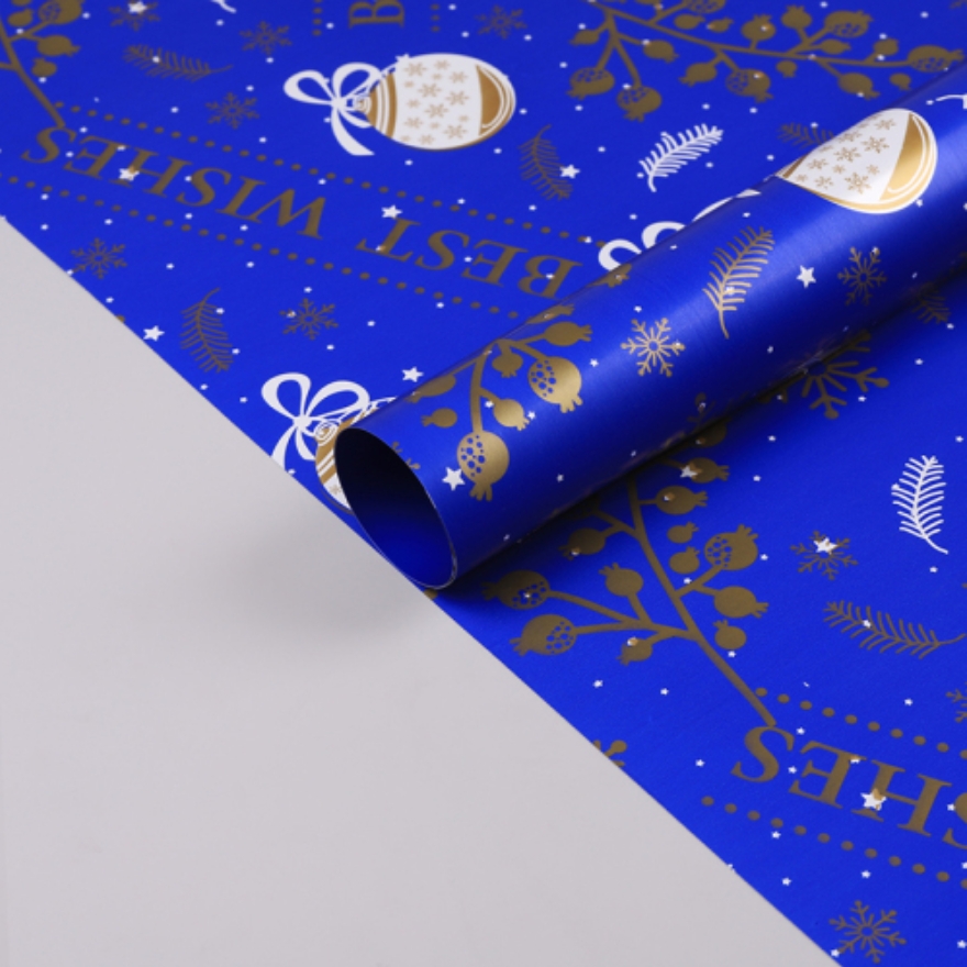 Papel Impermeable para Flores con Diseño de Esferas y Campanas Navideñas
